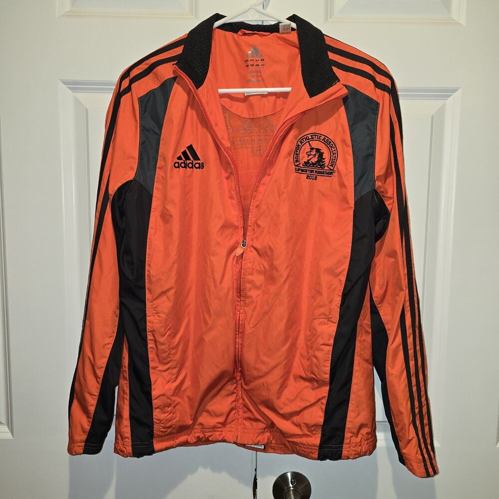 Adidas Boston Marathon 2012 Mens ClimaProof Track Jacket Orange Black Small